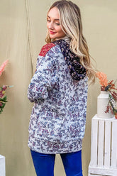 Trendy Printed Half Zip Up Long Sleeve Hoodie for Casual Comfort